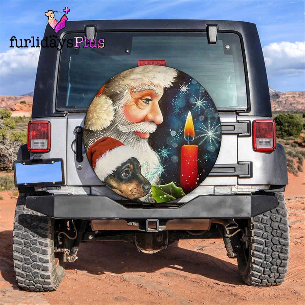 Christmas Tire Cover, Santa Claus And Dog Tire Cover, Tire Covers For Cars