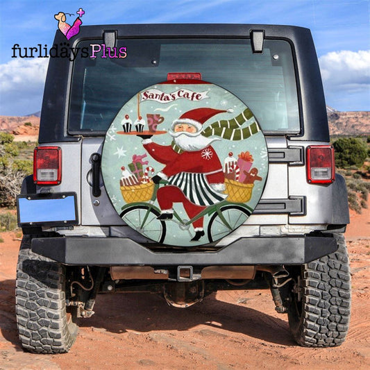 Christmas Tire Cover, Santa Claus Cafe Tire Cover, Tire Covers For Cars