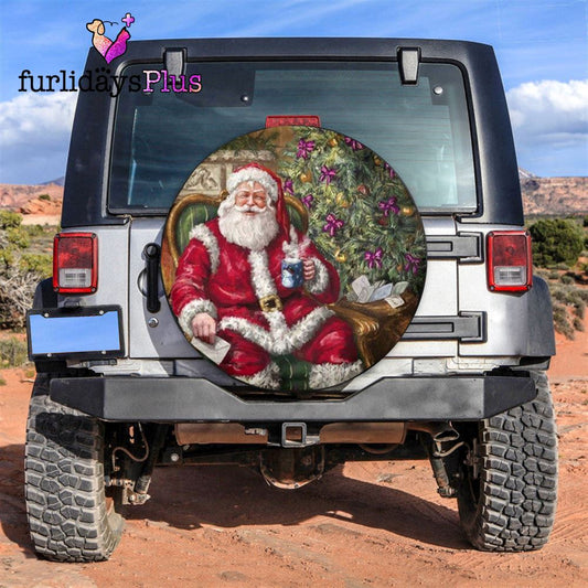 Christmas Tire Cover, Santa Claus Funny Art Xmas Tire Cover, Tire Covers For Cars