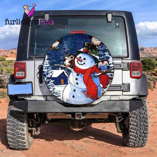 Christmas Tire Cover, Snowman And Nine Owls Tire Cover, Tire Covers For Cars