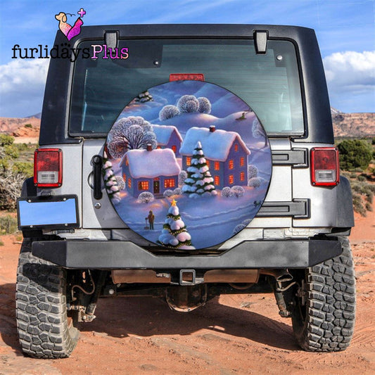 Christmas Tire Cover, Snowy Town At Christmas Eve Tire Cover, Tire Covers For Cars