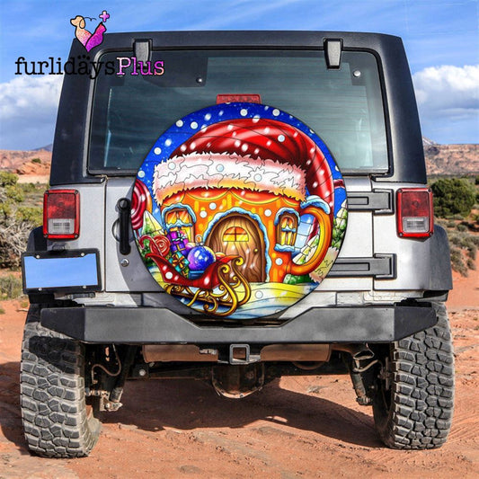 Christmas Tire Cover, Tea Cup House Christmas Night Tire Cover, Tire Covers For Cars