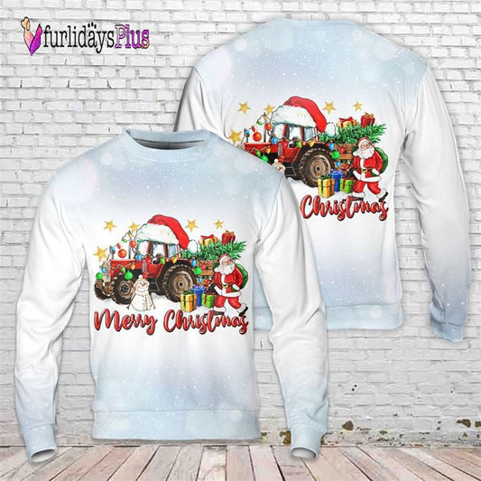 Christmas Tractor With Santa And Snowman Ugly Christmas Sweater For Men And Women, Christmas Gift, Christmas Winter Fashion