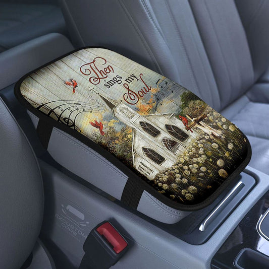 Christmas Tree Holy Night Car Center Console Cover, Christian Armrest Pad Cover, Bible Verse Car Accessory