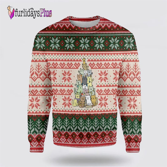 Christmas Tree Made By Cats Ugly Christmas Sweater, Cat Lover Christmas Sweater