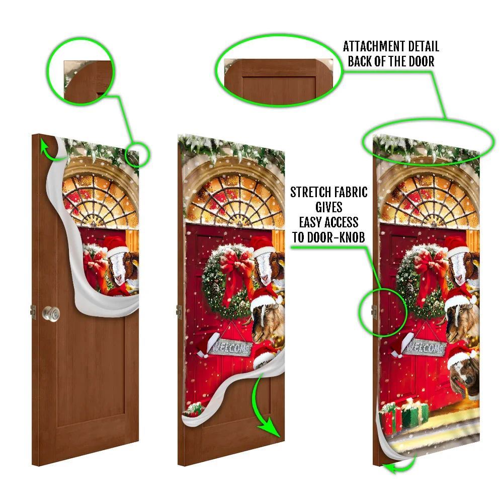 Christmas With My Herd Goat Cattle Farmer Door Cover, Door Christmas Cover