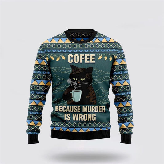 Coffee Cat Ugly Christmas Sweater, Christmas Sweater For Cat Lover