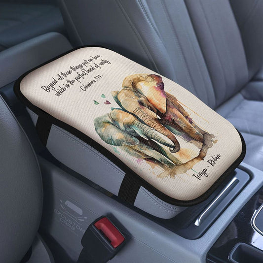 Colossians 3 12 Christian Scripture Car Center Console Cover, Clothe Yourself With A Holy Way Of Life, Spiritual Inspirational Gift For Women