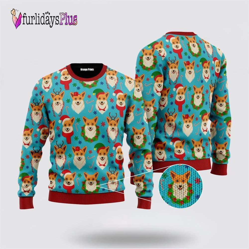 Corgi Snow Dog Christmas Ugly Christmas Sweater, Dog Lover Christmas Sweater