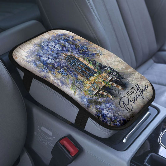 Corinthians 1 16 Don't Lose Heart Car Center Console Cover, Blue Butterfly Armrest Pad Cover, Christian Gift For Women