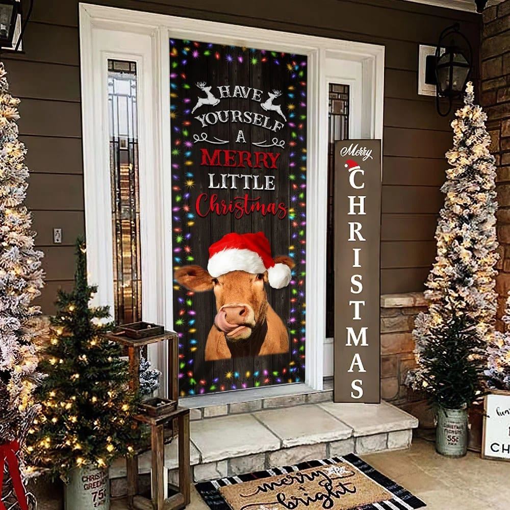 Cow Cattle Door Cover Have Yourself A Merry Little Christmas, Cow Lover Gifts