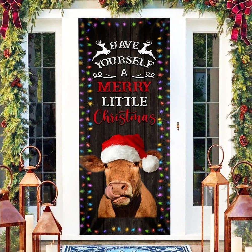 Cow Cattle Door Cover Have Yourself A Merry Little Christmas, Cow Lover Gifts