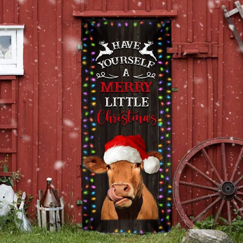 Cow Cattle Door Cover Have Yourself A Merry Little Christmas, Cow Lover Gifts