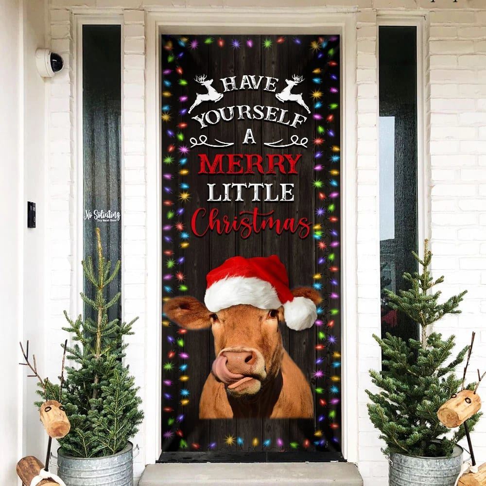 Cow Cattle Door Cover Have Yourself A Merry Little Christmas, Cow Lover Gifts