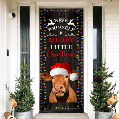 Cow Cattle Door Cover Have Yourself A Merry Little Christmas, Cow Lover Gifts