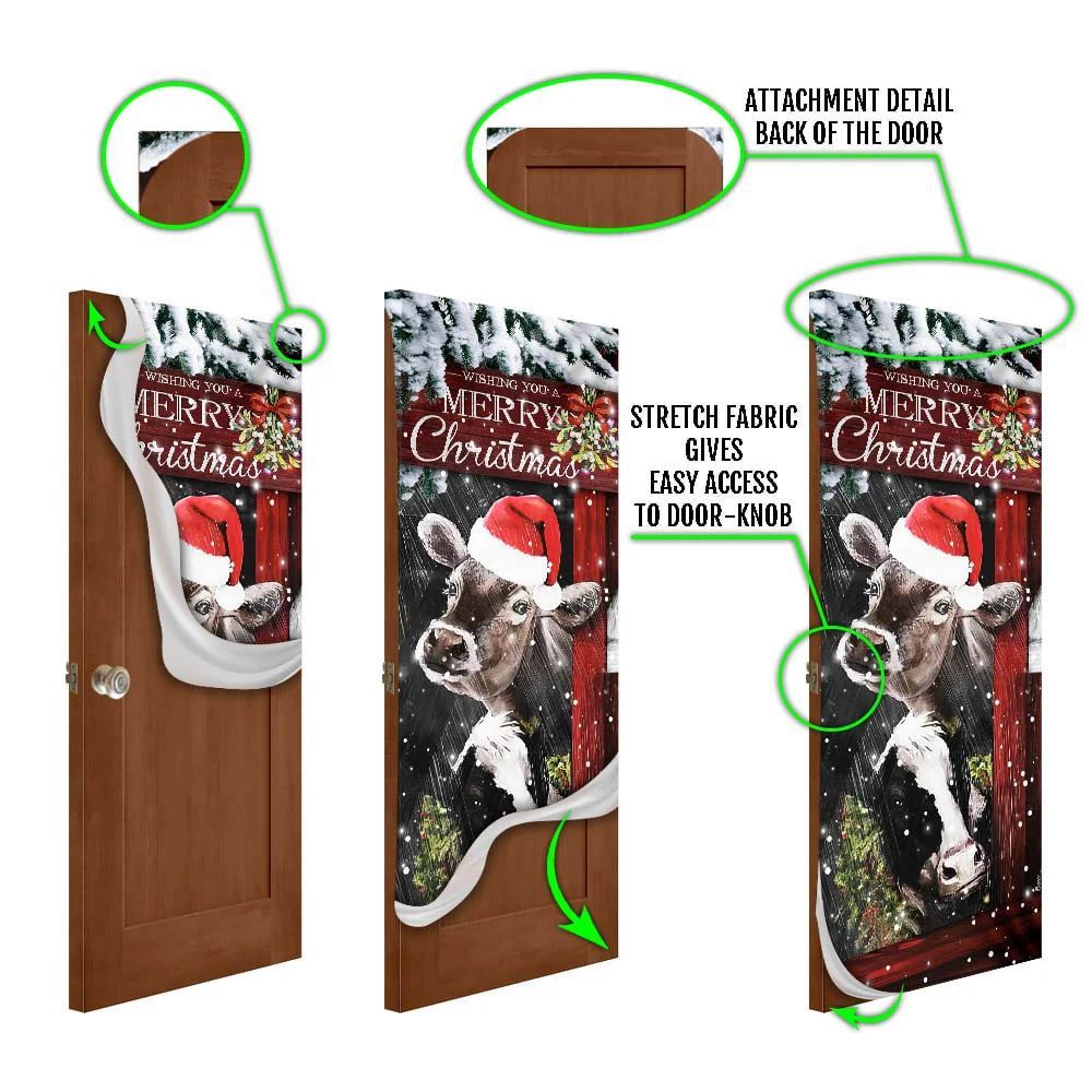 Cow Cattle Door Cover, Merry Christmas Door Cover, Cow Lover Gifts