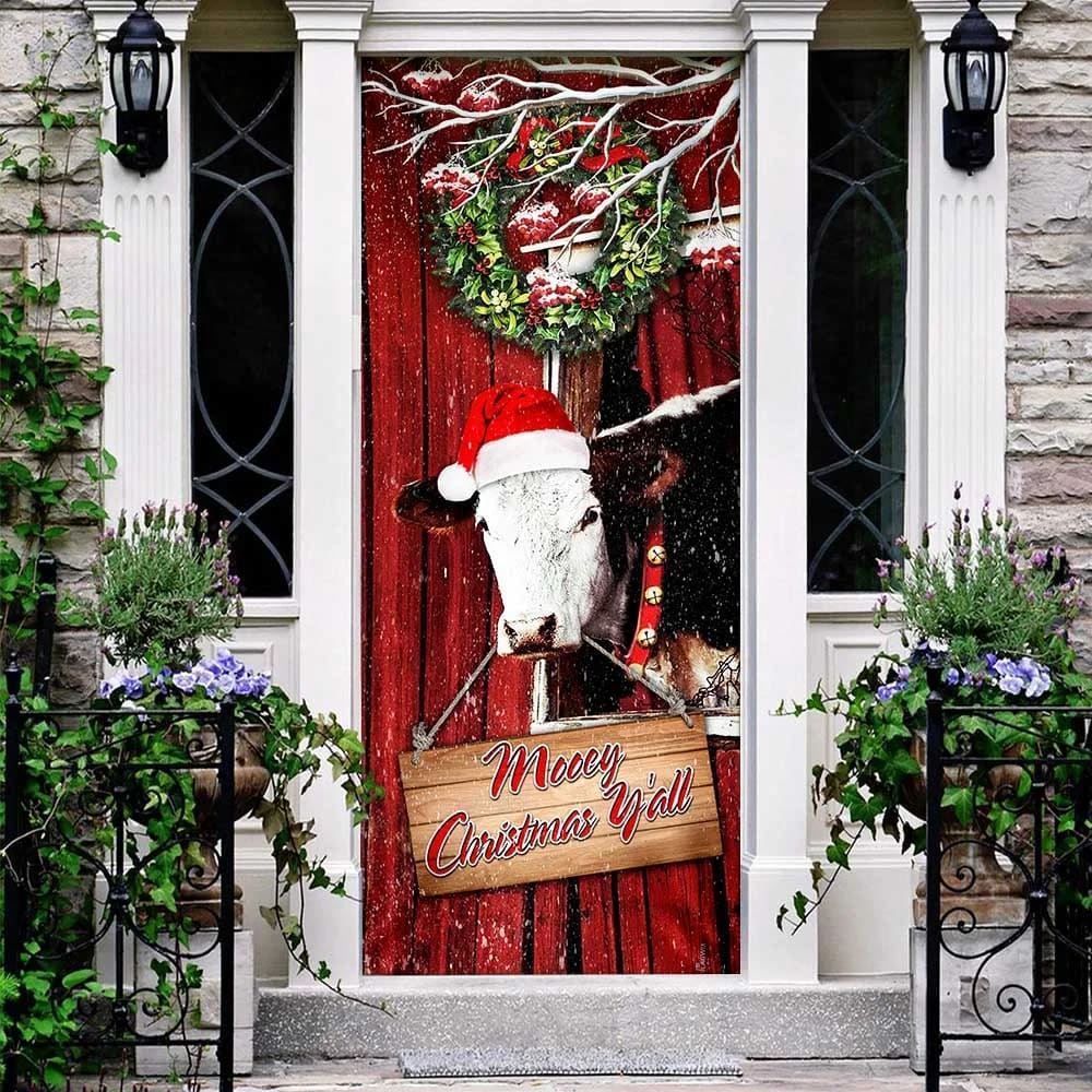 Cow Cattle Mooey Christmas Door Cover