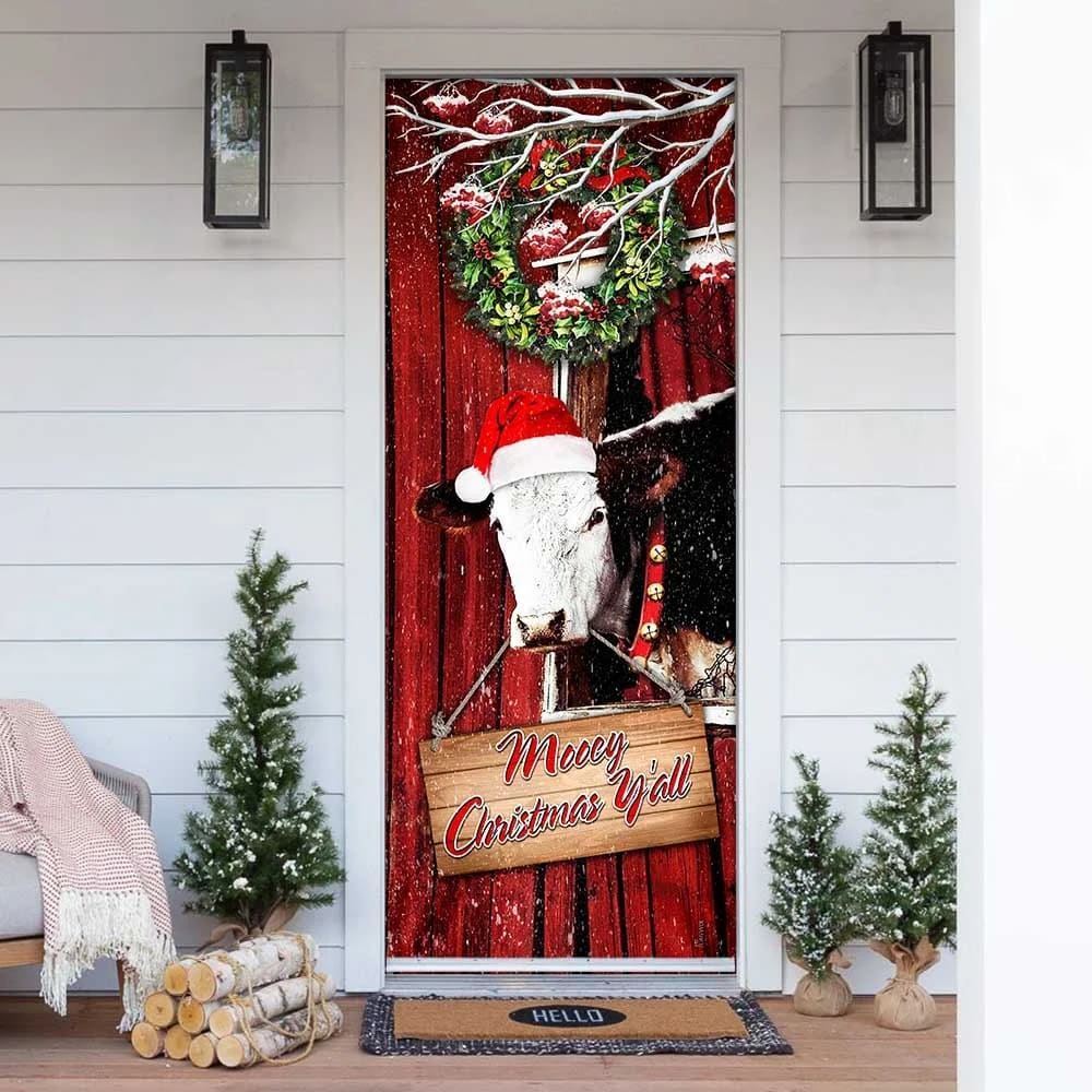 Cow Cattle Mooey Christmas Door Cover