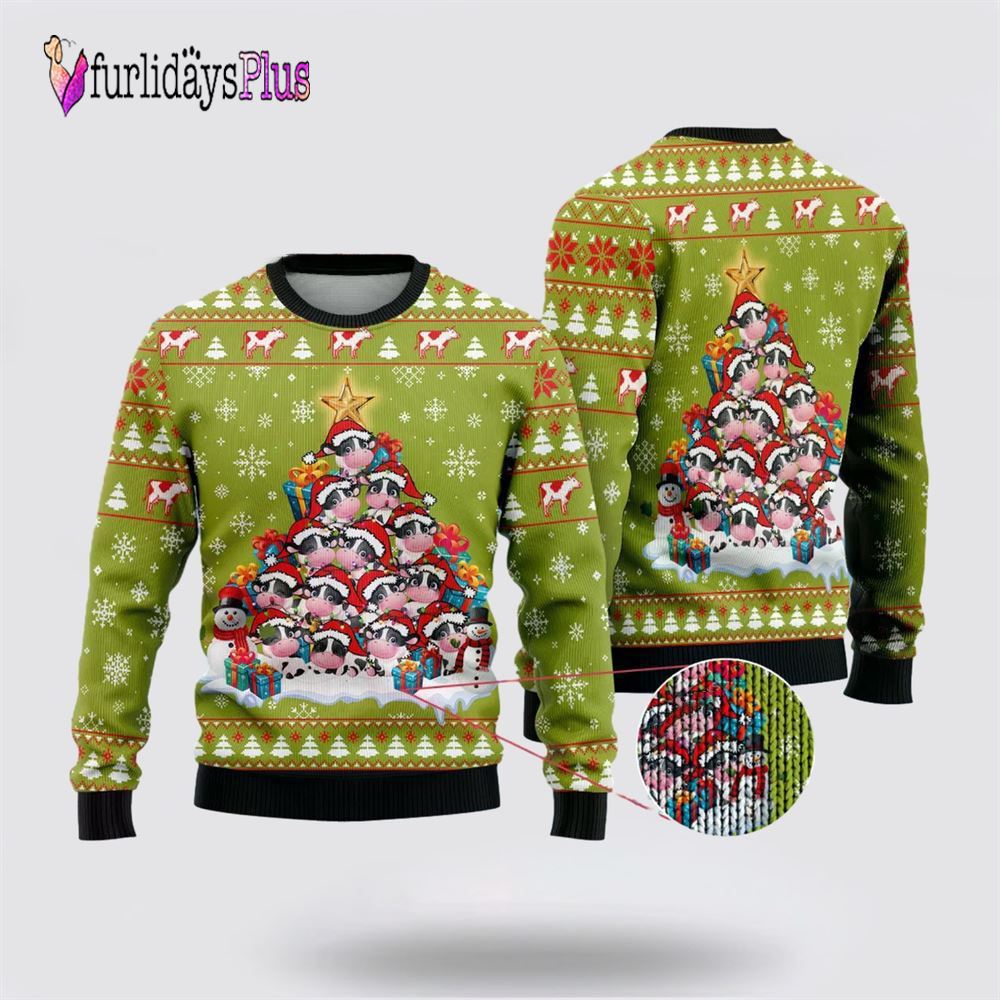 Cow Christmas Tree Ugly ChristmasSweater For Men Women, Christmas Gift, Christmas Winter Fashion, Farmers Sweater