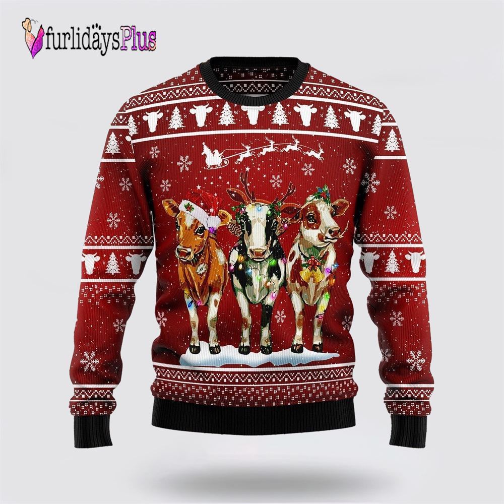 Cow Christmas Ugly Christmas Sweater, Sweater Gifts For Pet Lover