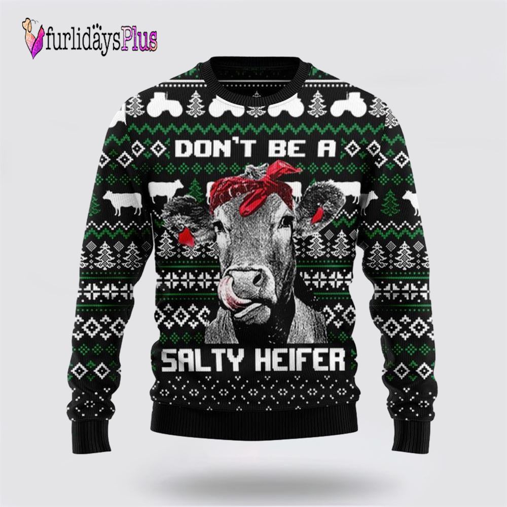 Cow Heifer Ugly Christmas Sweater, Sweater Gifts For Pet Lover