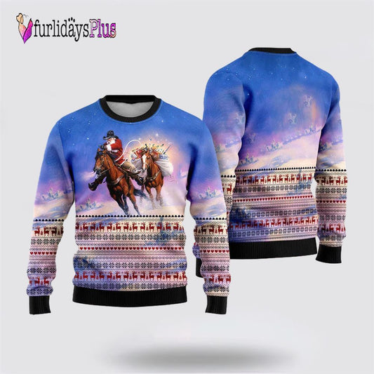 Cowboy Santa Claus Ugly Sweater For Men And Women, Christmas Gift, Christmas Winter Fashion