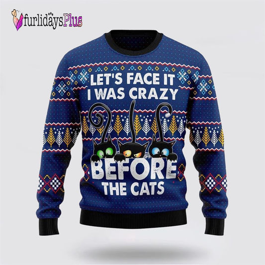 Crazy Cat Ugly Christmas Sweater, Cat Lover Christmas Sweater