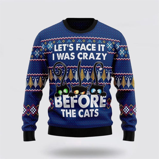 Crazy Cat Ugly Christmas Sweater, Christmas Sweater For Cat Lover