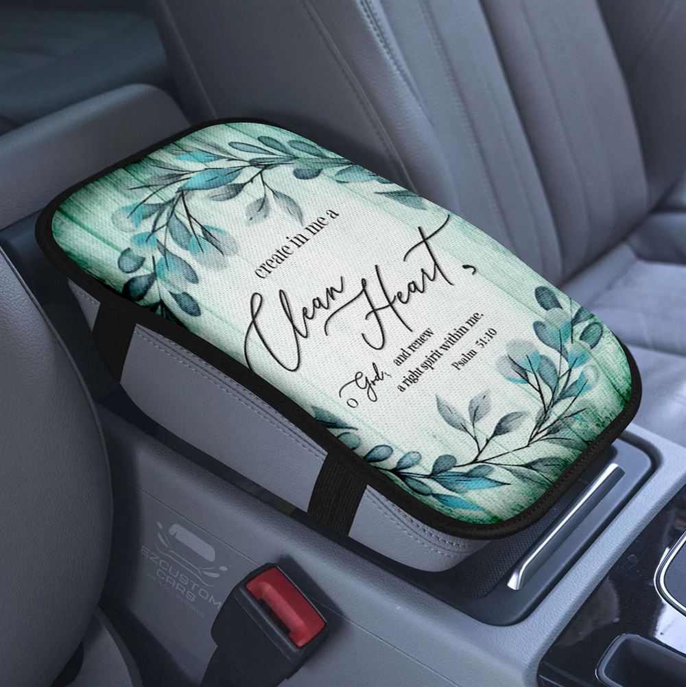 Create In Me A Clean Heart Dandelion Car Center Console Cover, Christian Armrest Pad Cover, Religious Car Accessory