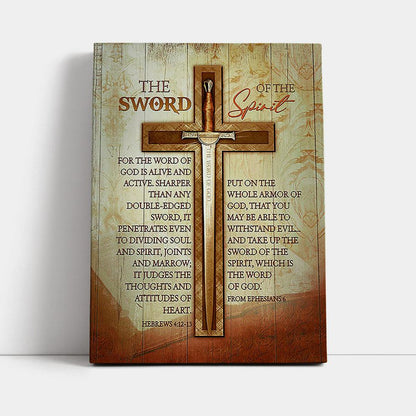 Cross Bible Verses Word Of God Canvas- The Sword Of The Spirit Canvas Wall Art - Christian Canvas Prints - Bible Verse Canvas Art
