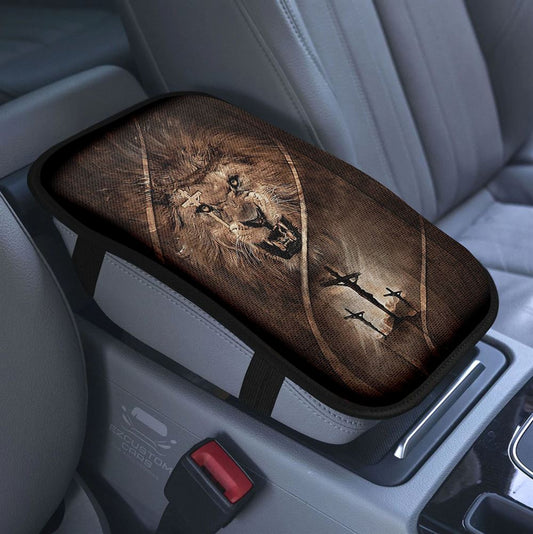 Cross Car Center Console Cover, American Flag Armrest Pad Cover, Sunflower Car Accessory