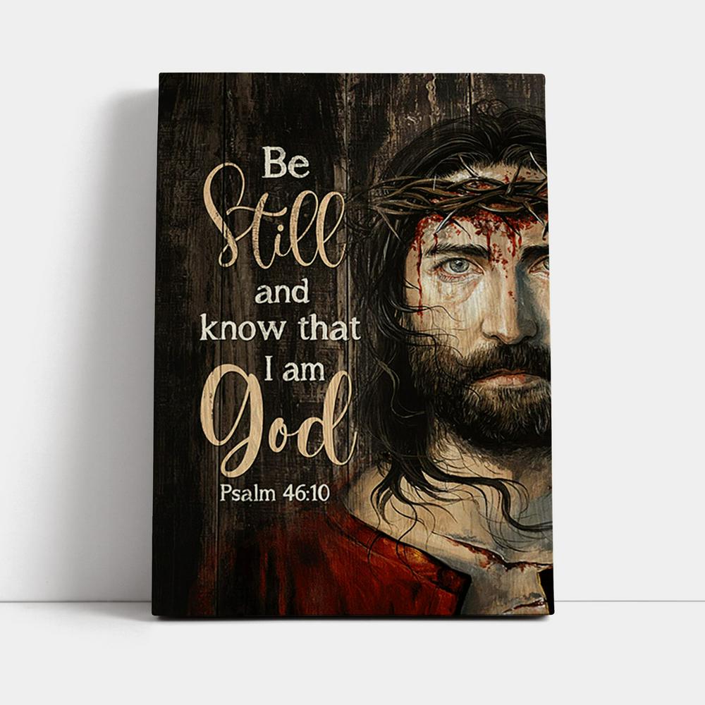 Crown Of Thorn Canvas- Be Still And Know That I Am God Canvas Wall Art - Christian Canvas Prints - Bible Verse Canvas Art