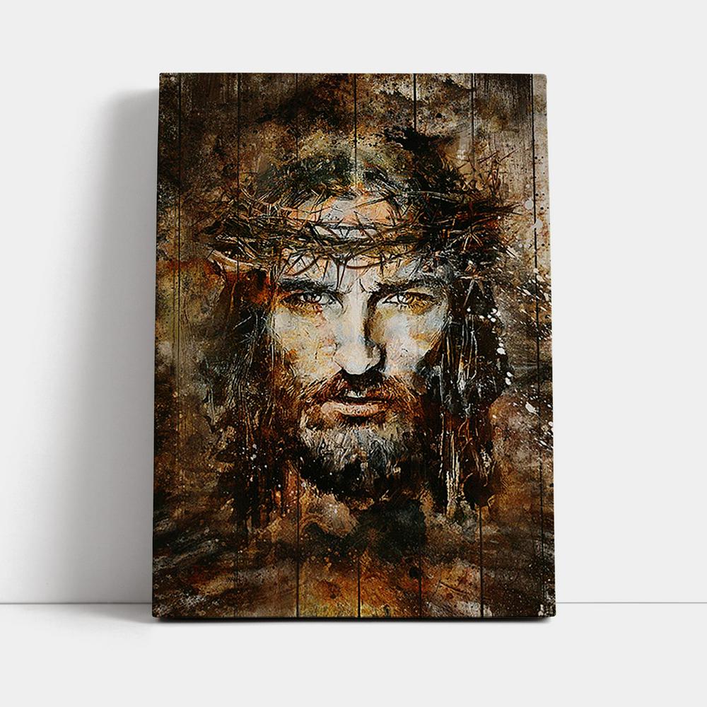 Crown Of Thorns Jesus Face Canvas Art - Bible Verse Wall Art - Christian Inspirational Wall Decor