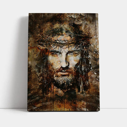 Crown Of Thorns Jesus Face Canvas Art - Bible Verse Wall Art - Christian Inspirational Wall Decor