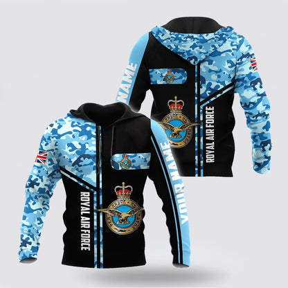 Custom Name British Air Force Camo 3D Design Print Hoodie