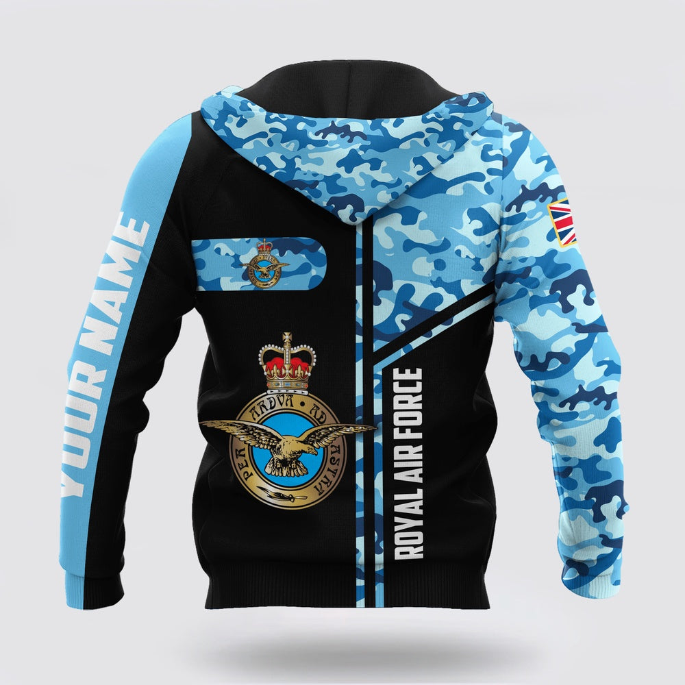 Custom Name British Air Force Camo 3D Design Print Hoodie