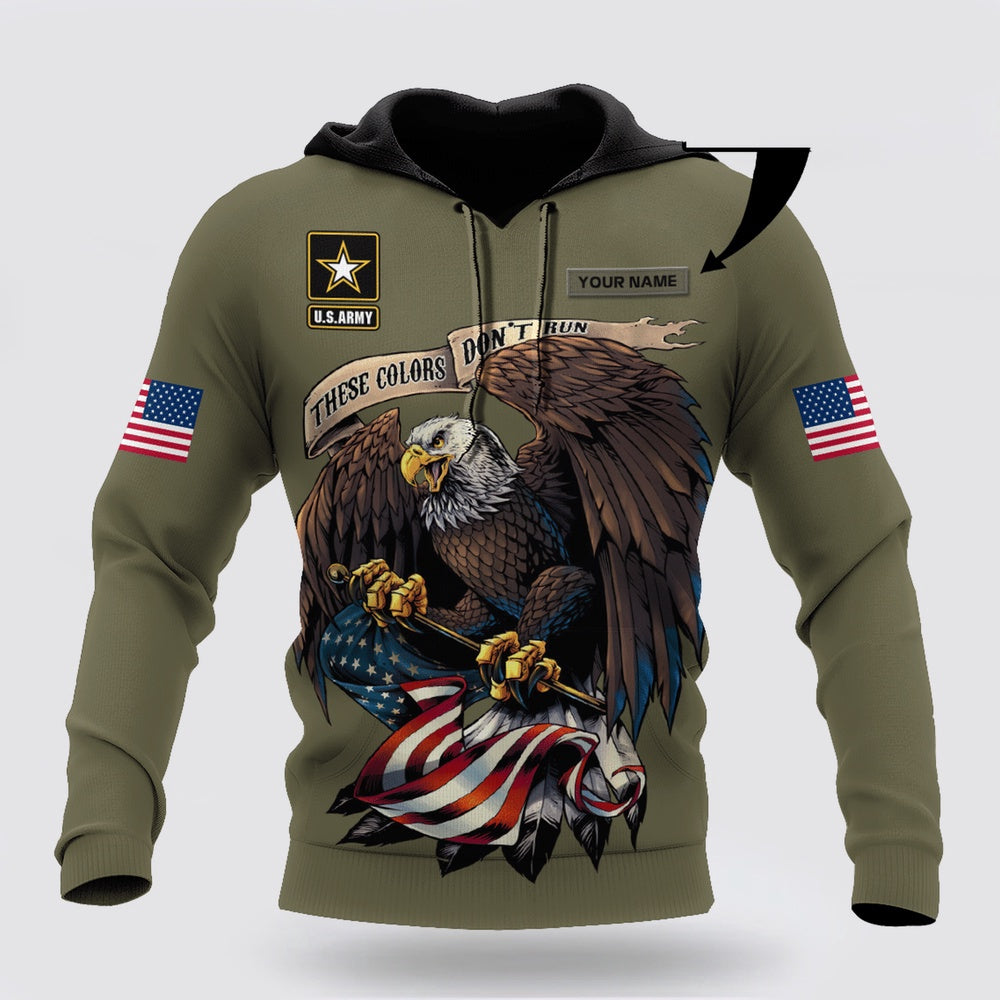 Us Army Hoodie, Custom Name Us Army Veteran Basic Eagle 3D Printed Hoodies Proud Military