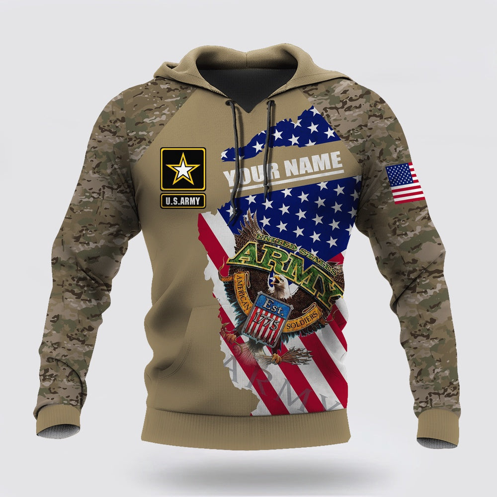 Us Army Hoodie, Custom Name Us Army Veteran Brothers In Arms 3D Print Shirts