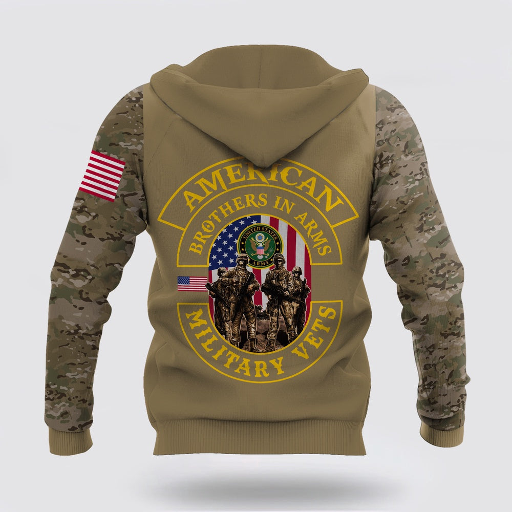 Us Army Hoodie, Custom Name Us Army Veteran Brothers In Arms 3D Print Shirts