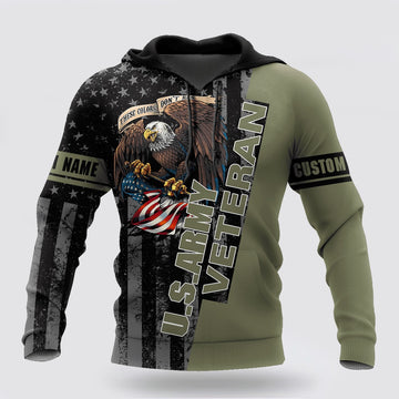 Us Army Hoodie, Custom Name Us Army Veteran Honor The Fallen 3D Printed Hoodies Proud Military