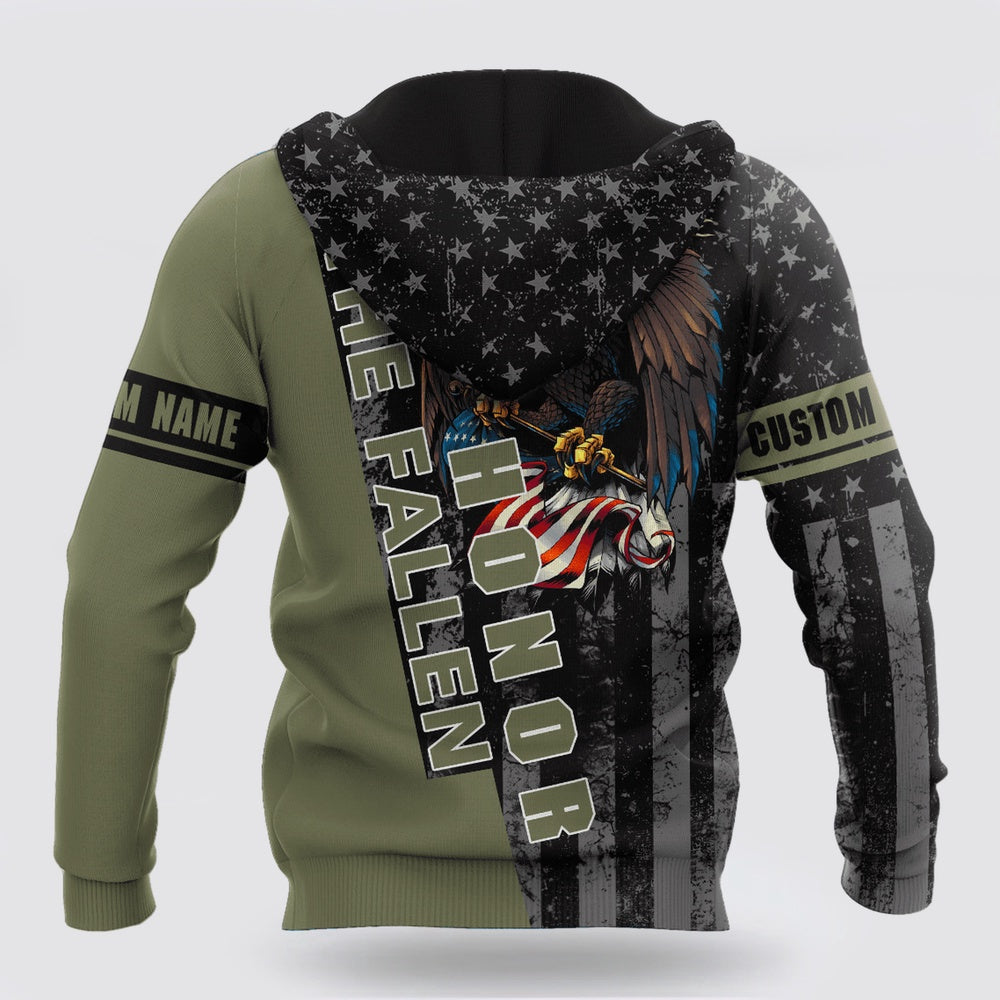 Us Army Hoodie, Custom Name Us Army Veteran Honor The Fallen 3D Printed Hoodies Proud Military