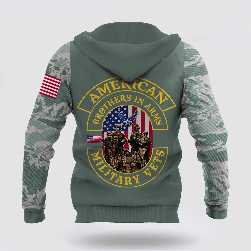 Custom name US Air Force Veteran Brothers In Arms 3D Print Hoodie Proud Military