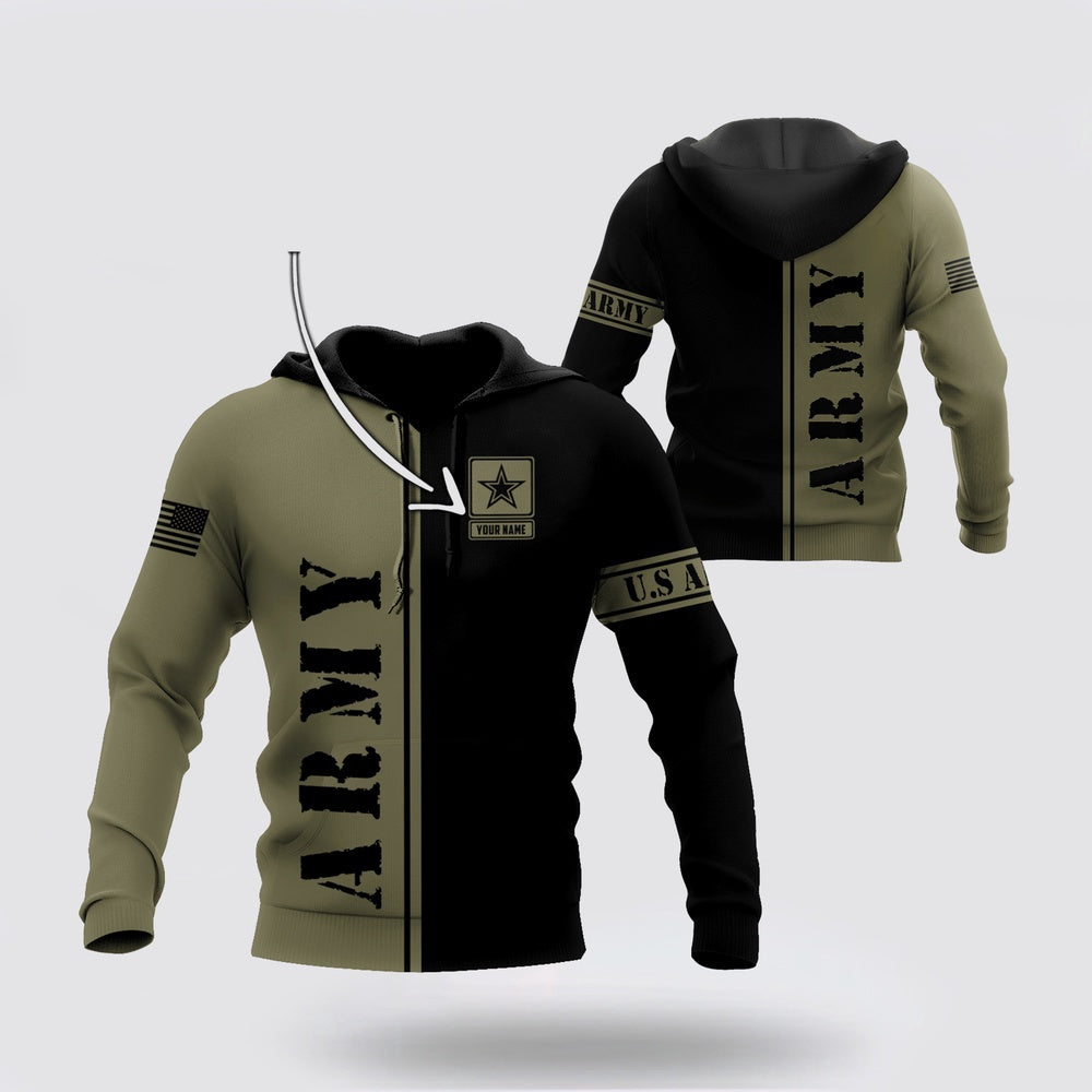 Us Army Hoodie, Custom name US Army Veteran Basic 3D Printed Hoodies Proud Military