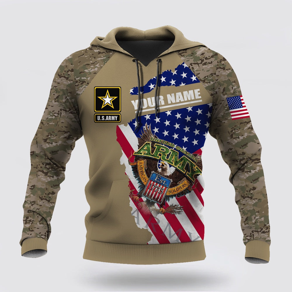Us Army Hoodie, Custom name US Army Veteran Brothers in arms 3D print Shirts Proud Military