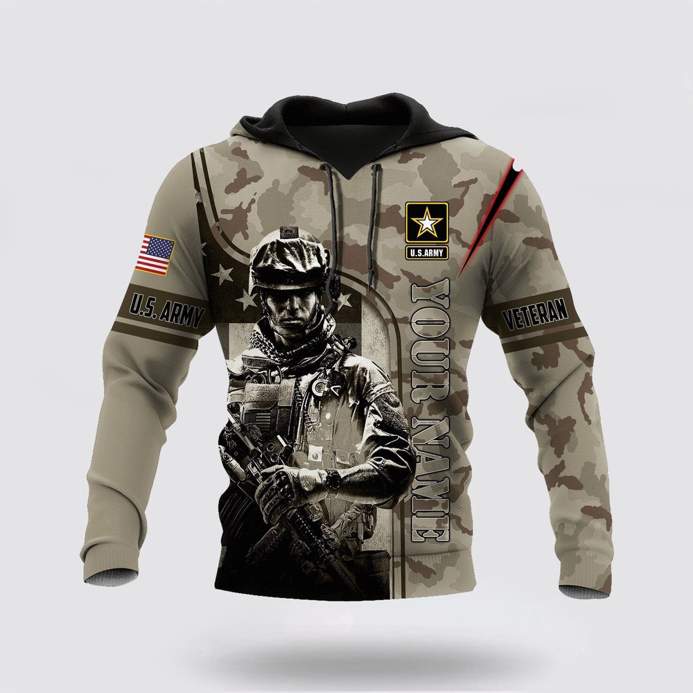 Us Army Hoodie, Customized Name US Army All Over Printed Unisex 3D Hoodie