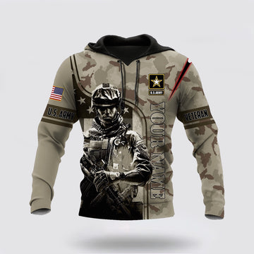Us Army Hoodie, Customized Name US Army All Over Printed Unisex 3D Hoodie