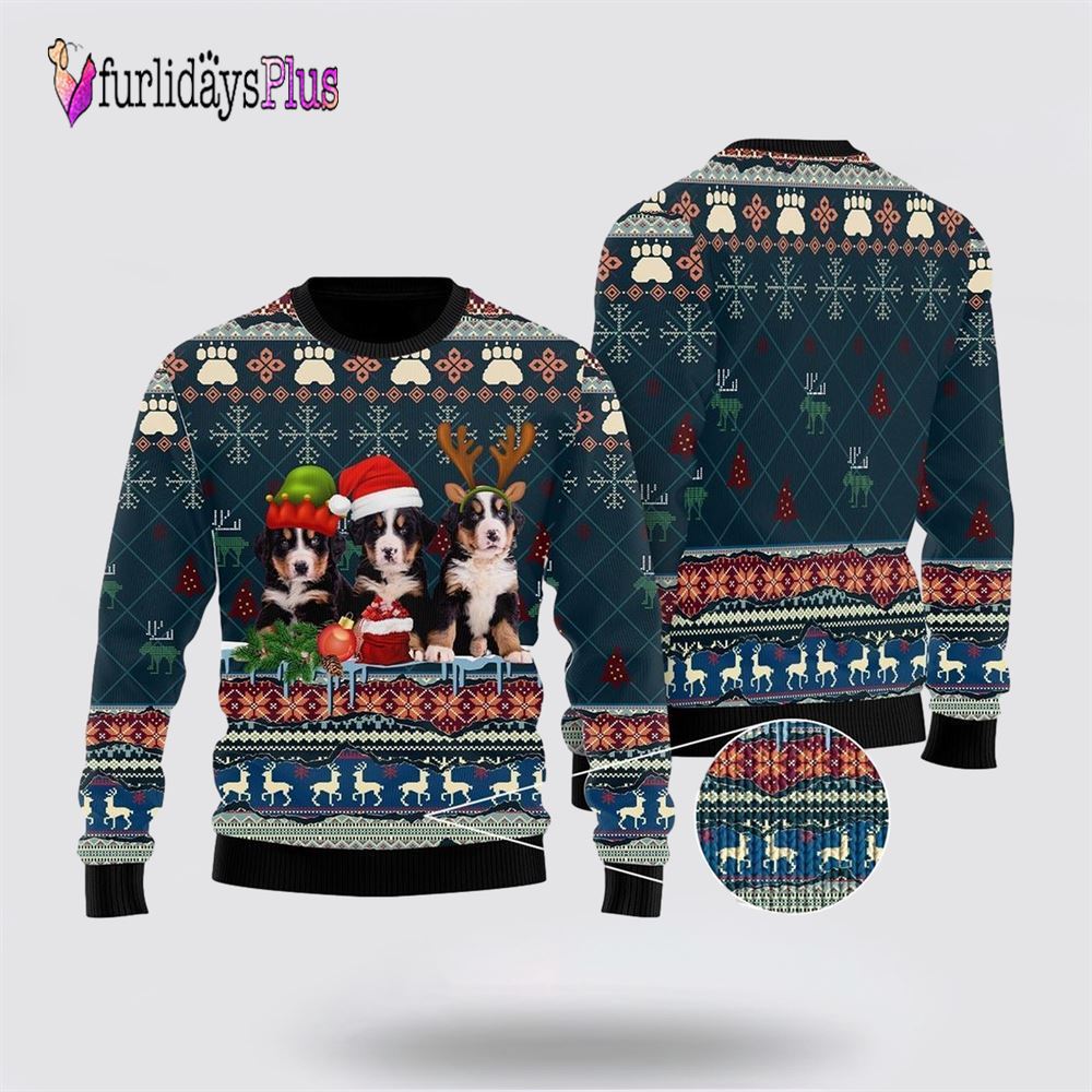 Cute Bernese Mountain Dog Christmas Ugly Christmas Sweater, Dog Lover Christmas Sweater