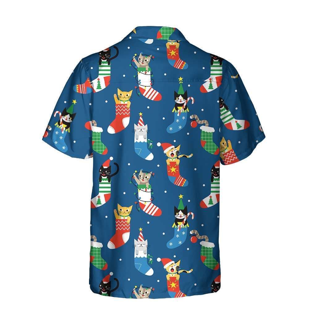 Cute Cats In Christmas Socks Hawaiian Shirt, Xmas Hawaiian Shirts