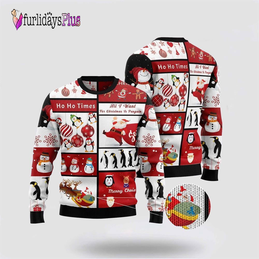 Cute Penguin Santa Claus Ugly Christmas Sweater For Men And Women, Christmas Gift, Christmas Winter Fashion