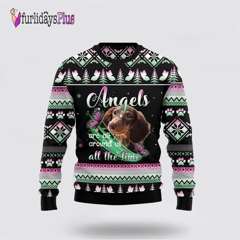 Dachshund Dog Angel Ugly Christmas Sweater, Dog Lover Christmas Sweater